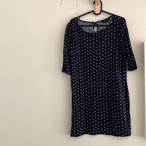 Shirt dress, really cute and flattering. Subtle puff in shoulder.